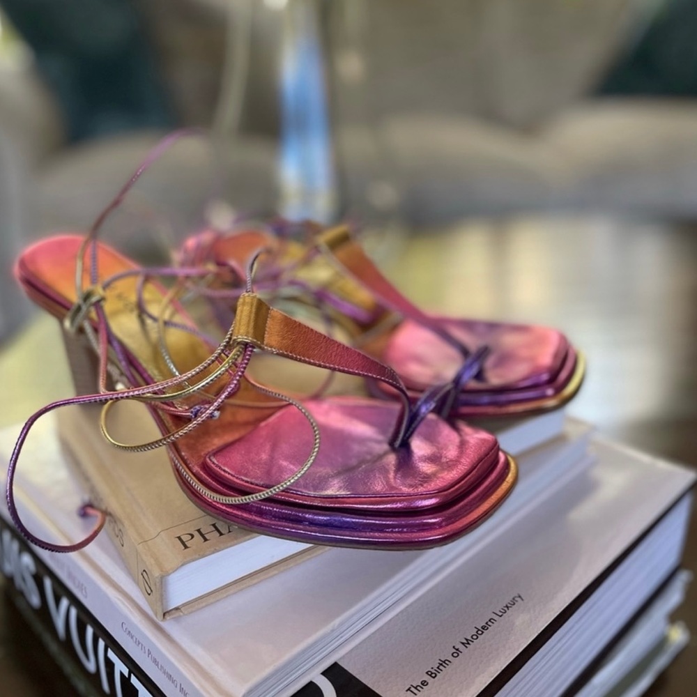Tamara Mellon t strap tie rope heels.  Size 38